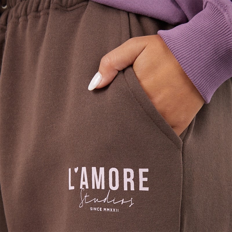 L'amore Couture Womens Alboran Joggers Brown - Image 3