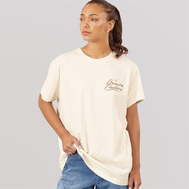 L'amore Couture Womens Marlow Oversized T-Shirt Cream