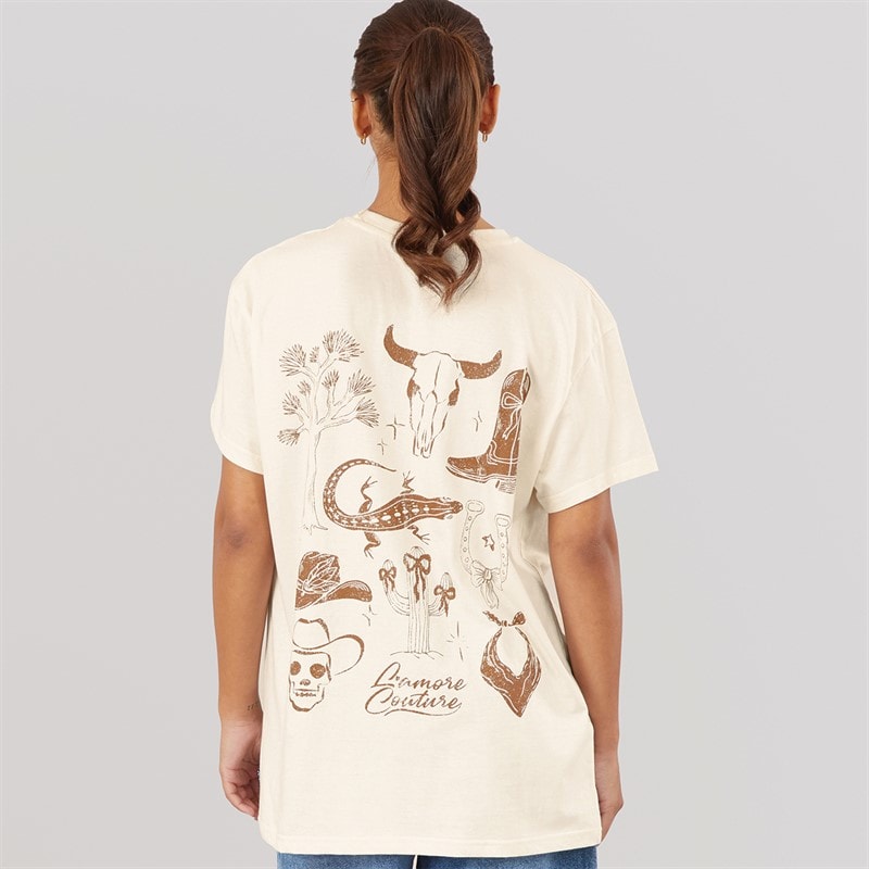 L'amore Couture Womens Marlow Oversized T-Shirt Cream - Image 2