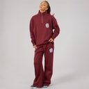L'amore Couture Womens Lumi Quarter Zip Sweatshirt And Wide Leg Joggers Tracksuit Burgundy