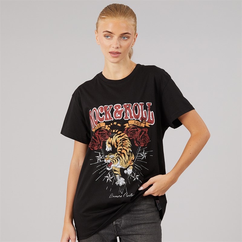 L'amore Couture Womens Denali Oversized T-Shirt Black