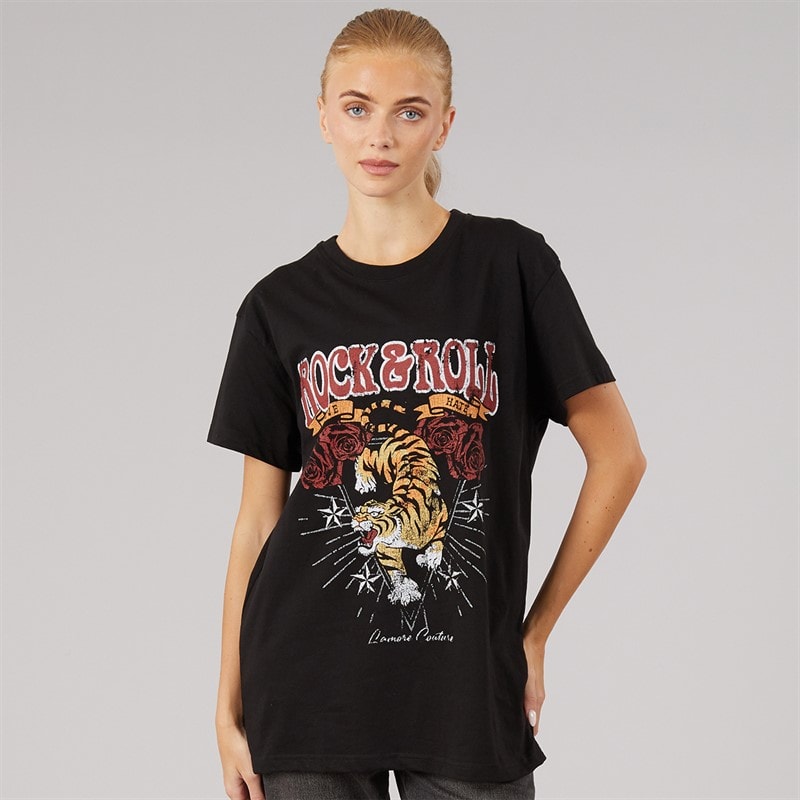 L'amore Couture Womens Denali Oversized T-Shirt Black - Image 3