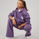 L'amore Couture Womens Brinas Hoodie And Wide Leg Joggers Tracksuit Grape