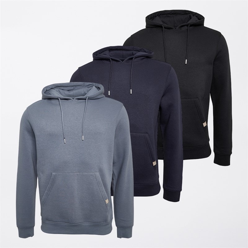 JUICE Mens Grevill Three Pack Hoodies Black/Dark Grey/Navy - Image 1