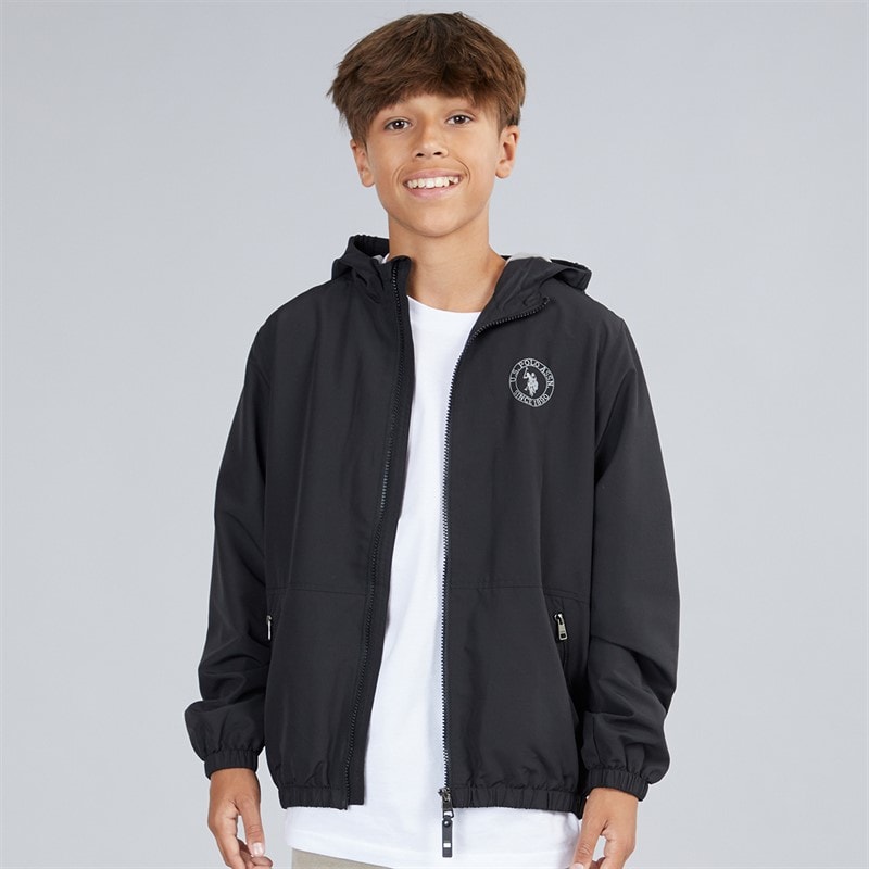 U.S. POLO ASSN. Boys Fleece Lined Windcheater Jacket Black - Image 3