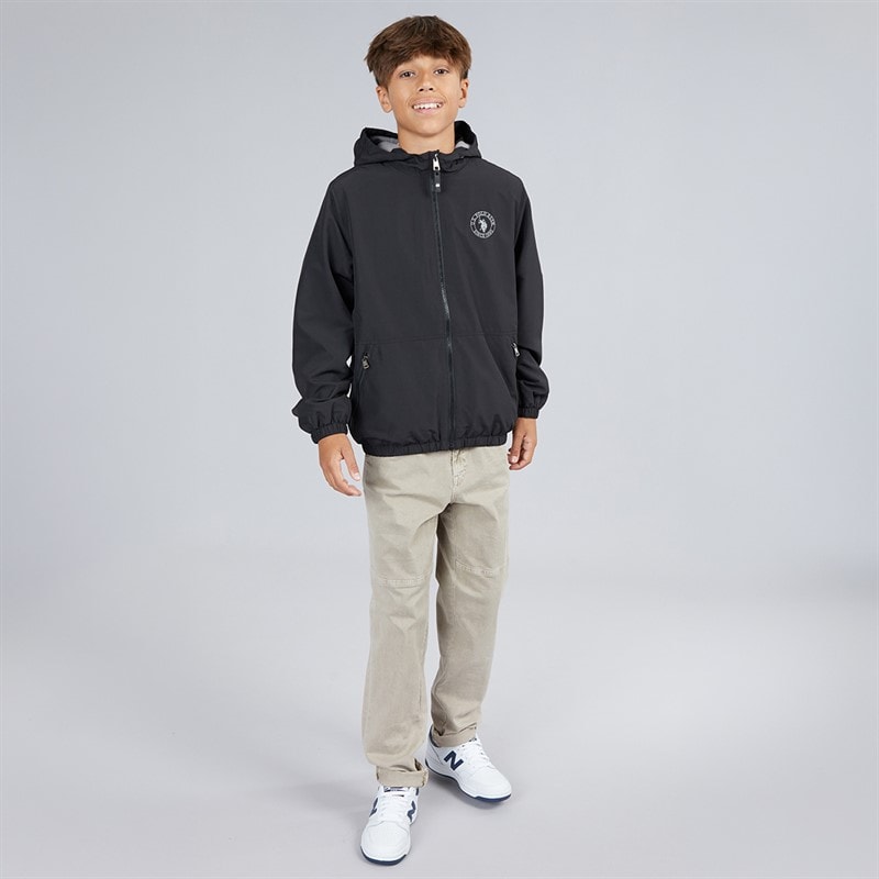 U.S. POLO ASSN. Boys Fleece Lined Windcheater Jacket Black - Image 4