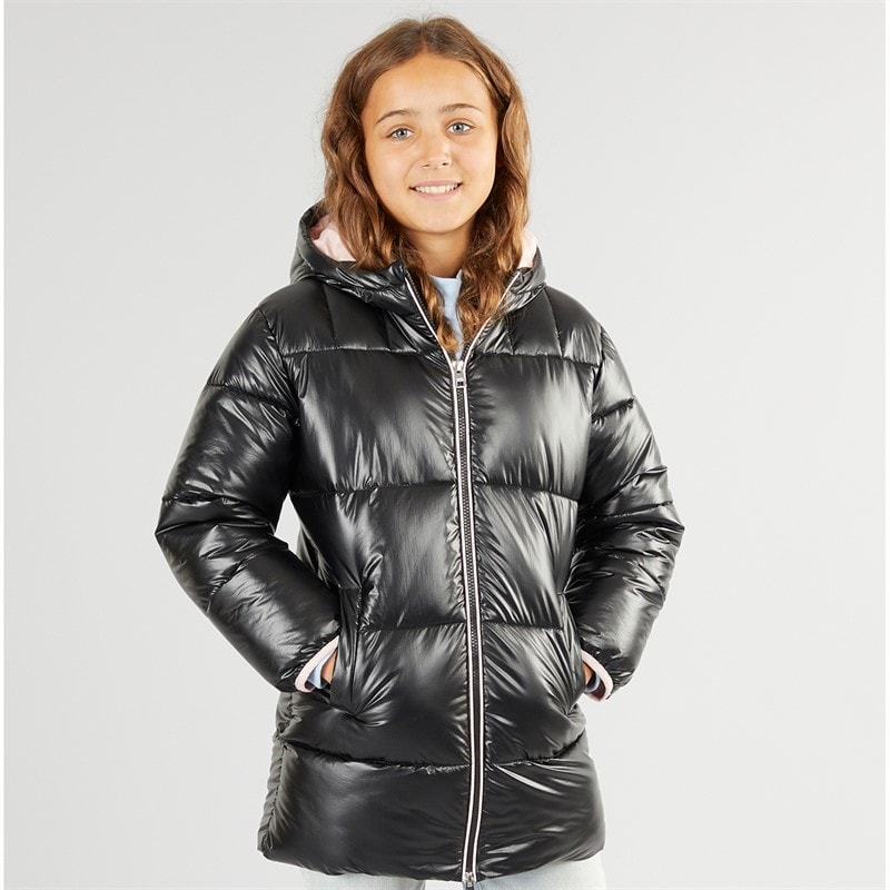 U.S. POLO ASSN. Girls Long Puffer Coat Black - Image 1