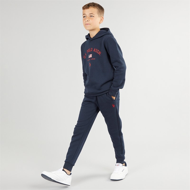 U.S. POLO ASSN. Boys Graphic Hoodie And Joggers Tracksuit Set Dark Sapphire Navy/Haute Red Dhm - Image 3