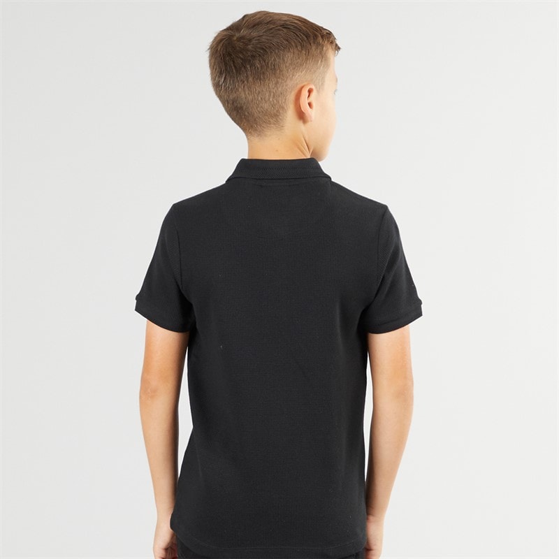 U.S. POLO ASSN. U.S. Polo Shirt ASSN. Boys Waffle Texture Polo Shirt Black - Image 2