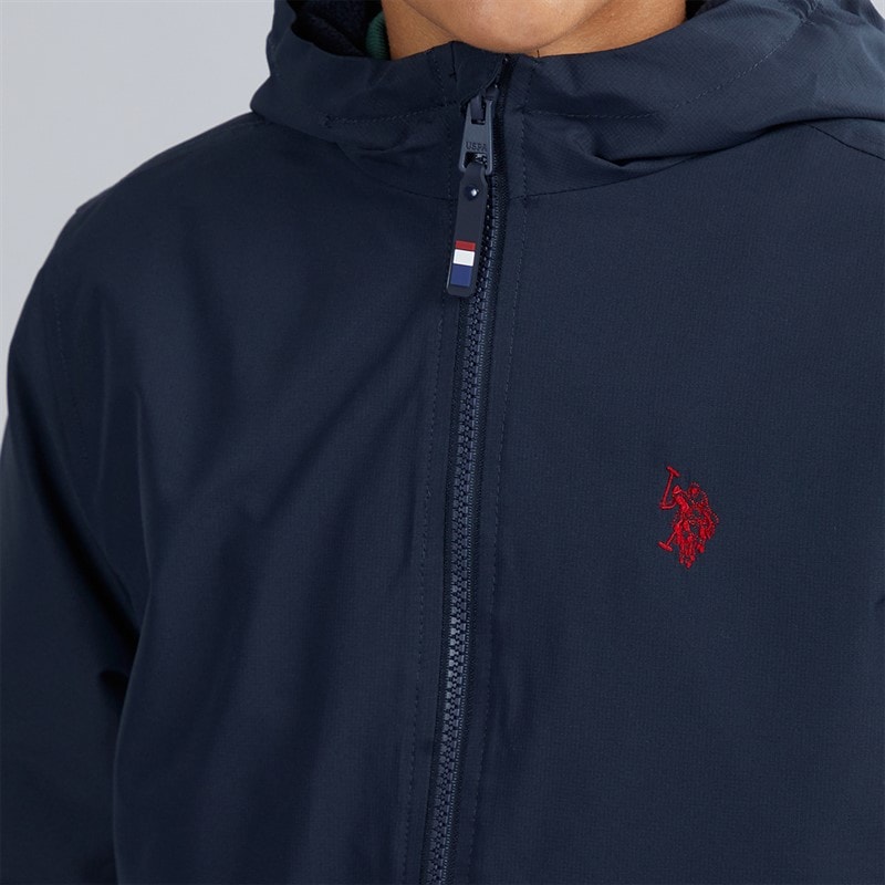 U.S. POLO ASSN. Boys Micro Fleece Lined Windbreaker Jacket Dark Sapphire Navy/Haute Red Dhm - Image 3