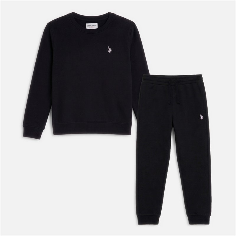 U.S. POLO ASSN. Boys Sweatshirt And Joggers Tracksuit Black/Bright White DHM Black Bright White Dhm