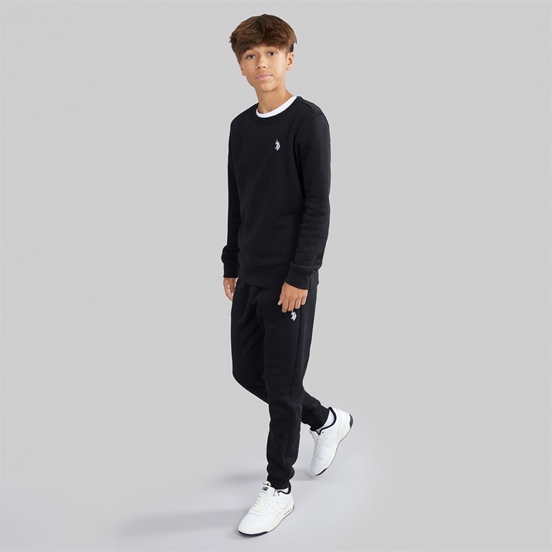 U.S. POLO ASSN. Boys Sweatshirt And Joggers Tracksuit Black/Bright White DHM Black Bright White Dhm - Image 4