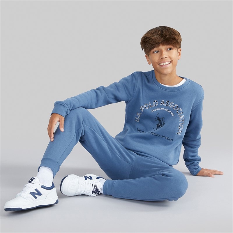 U.S. POLO ASSN. Boys Graphic Sweatshirt And Joggers Tracksuit Blue Horizon - Image 4