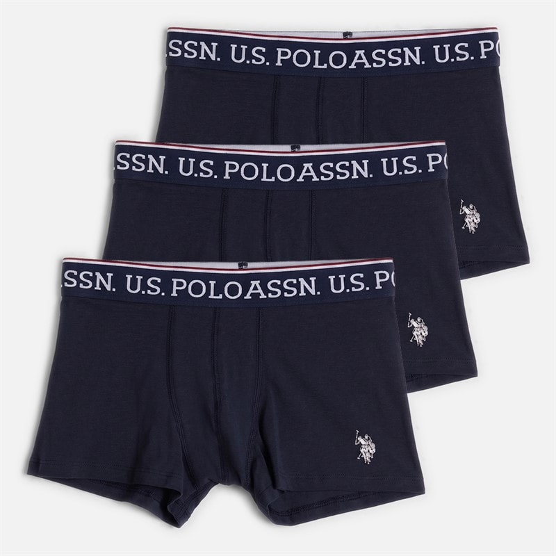 U.S. POLO ASSN. Boys Three Pack Trunks Dark Sapphire Navy/White Dhm
