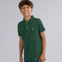 U.S. POLO ASSN. Boys DHM Pique Polo Shirt Pine Needle Pineneedle