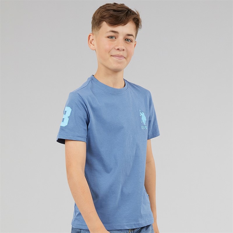 U.S. POLO ASSN. Boys Player 3 T-Shirt Blue Horizon/Air Blue Dhm
