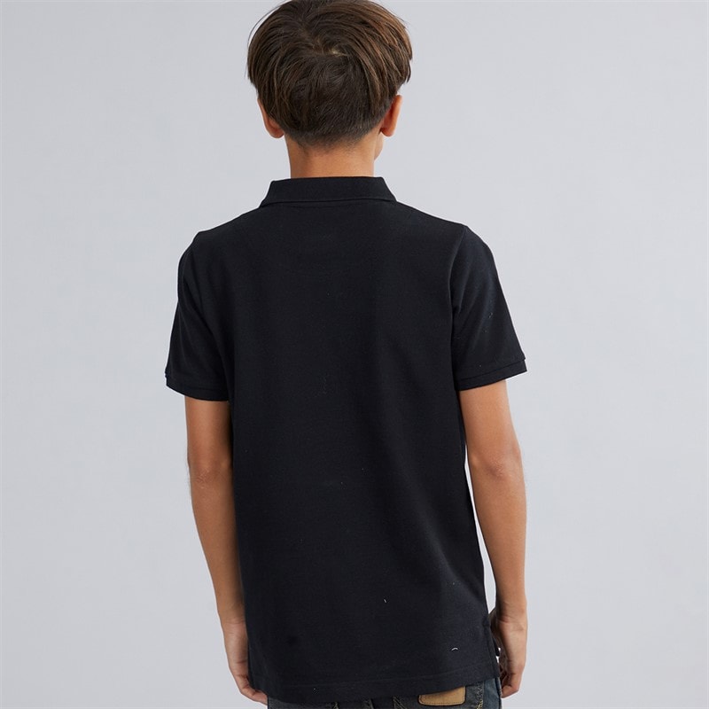 U.S. POLO ASSN. Boys DHM Pique Polo Shirt Black/Bright White DHM Black Bright White Dhm - Image 2