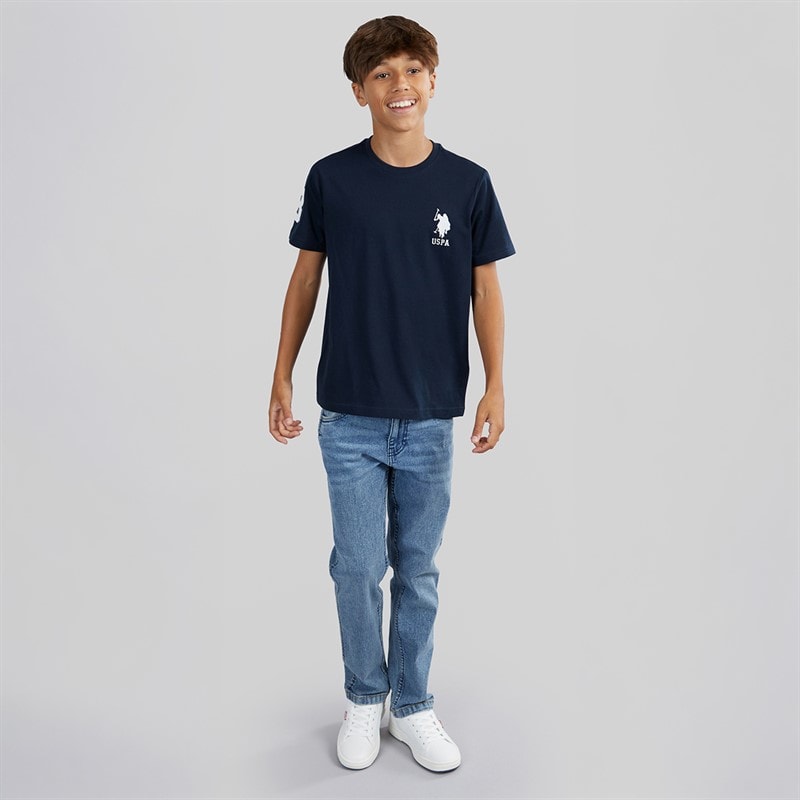 U.S. POLO ASSN. Boys Player 3 T-Shirt Dark Sapphire Navy/White Dhm - Image 3