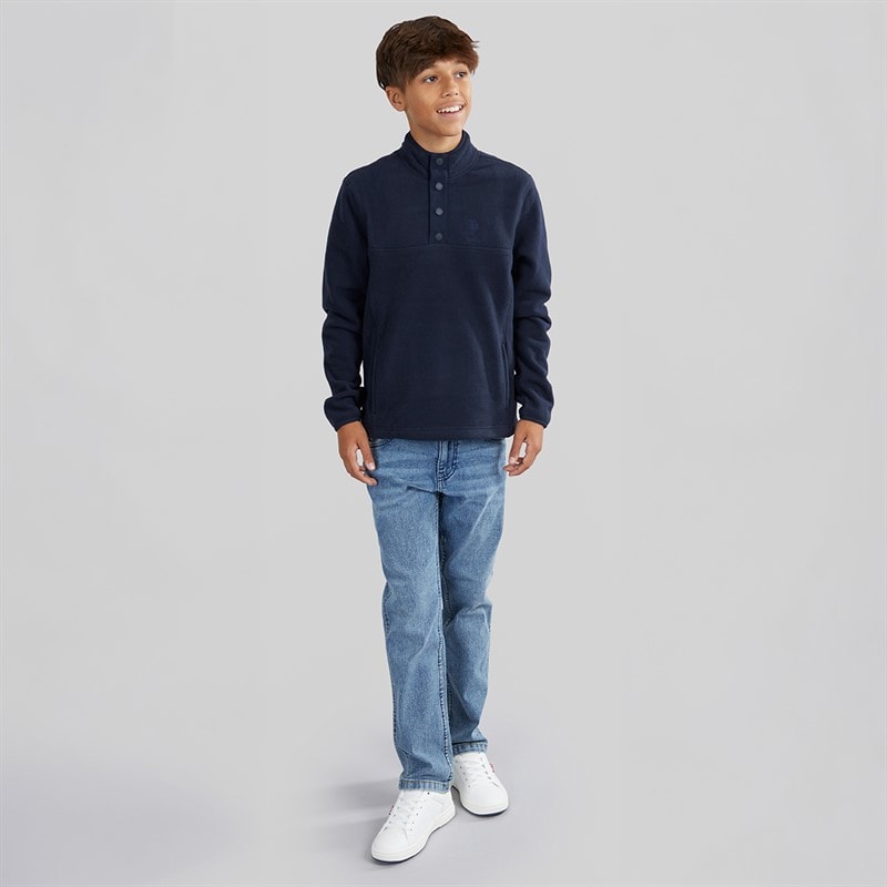 U.S. POLO ASSN. Boys DHM Polar Funnel Neck Fleece Dark Sapphire Navy - Image 4