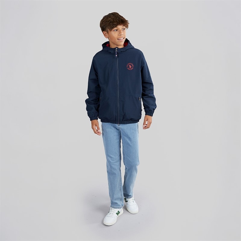 U.S. POLO ASSN. Boys Fleece Lined Windcheater Jacket Dark Sapphire Navy/Haute Red Dhm - Image 4