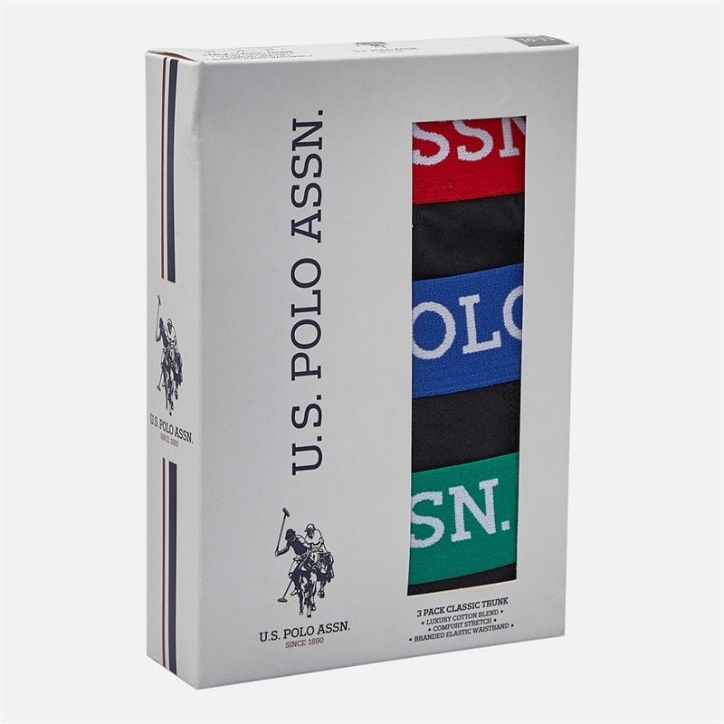 U.S. POLO ASSN. Boys Contrast Waistband Three Pack Trunks Black - Image 2