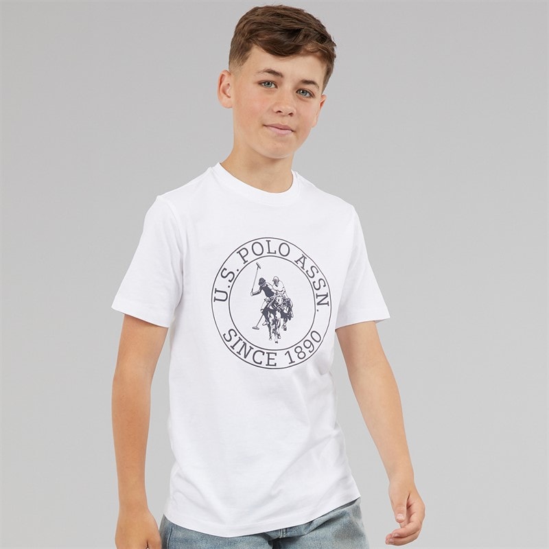 U.S. POLO ASSN. Boys Circle Print T-Shirt Bright White