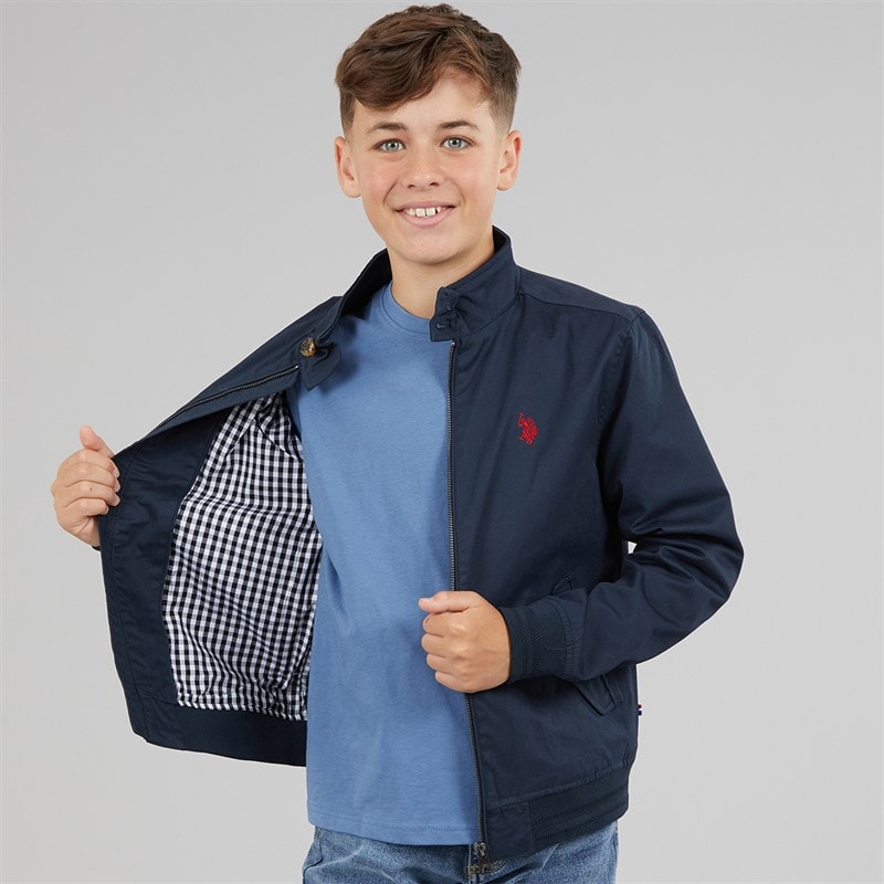 U.S. POLO ASSN. Boys Twill Harrington Jacket Dark Sapphire Navy/Haute Red Dhm - Image 3