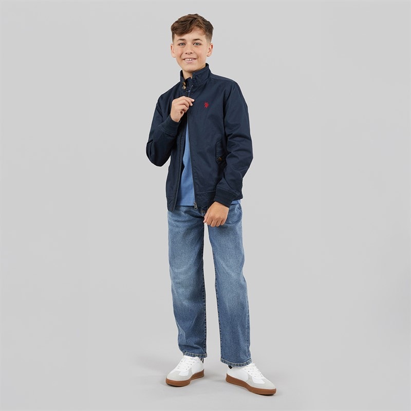U.S. POLO ASSN. Boys Twill Harrington Jacket Dark Sapphire Navy/Haute Red Dhm - Image 4