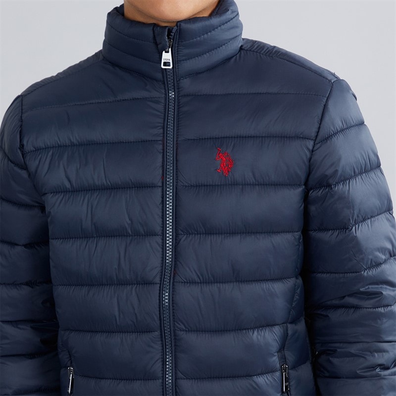 U.S. POLO ASSN. Boys Lightweaight Quilted Jacket Dark Sapphire Navy/Haute Red Dhm - Image 3