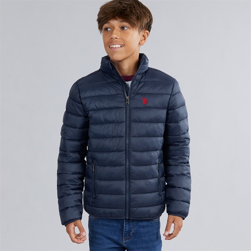 U.S. POLO ASSN. Boys Lightweaight Quilted Jacket Dark Sapphire Navy/Haute Red Dhm - Image 5