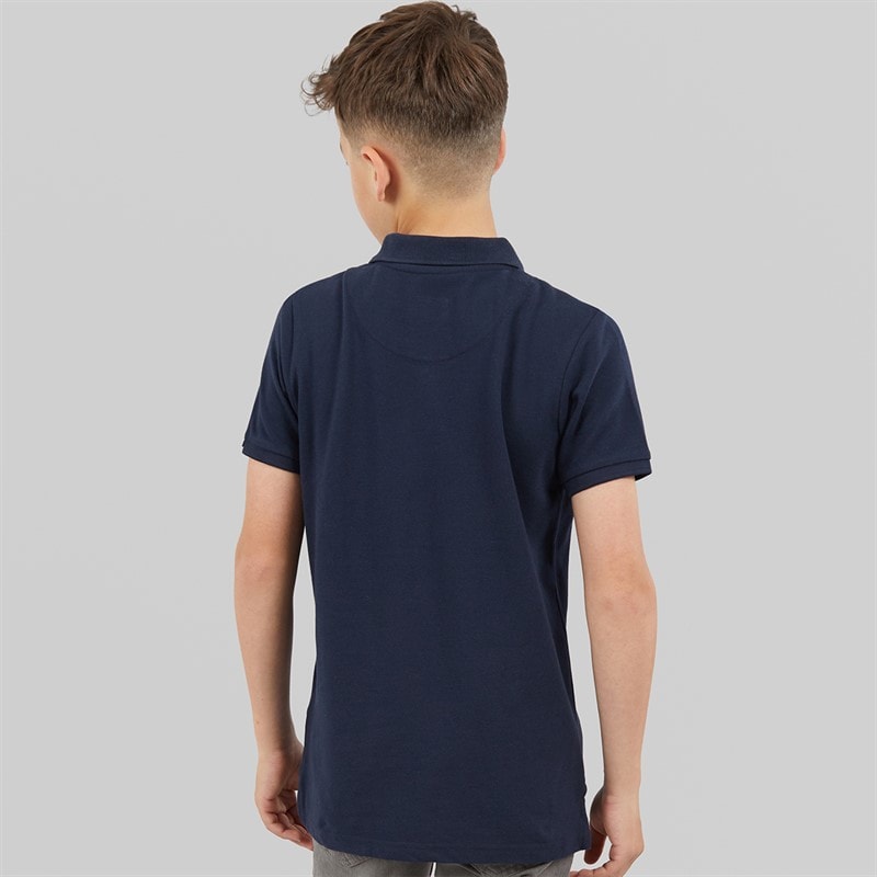 U.S. POLO ASSN. Boys DHM Pique Polo Shirt Dark Sapphire Navy/Haute Red Dhm - Image 2