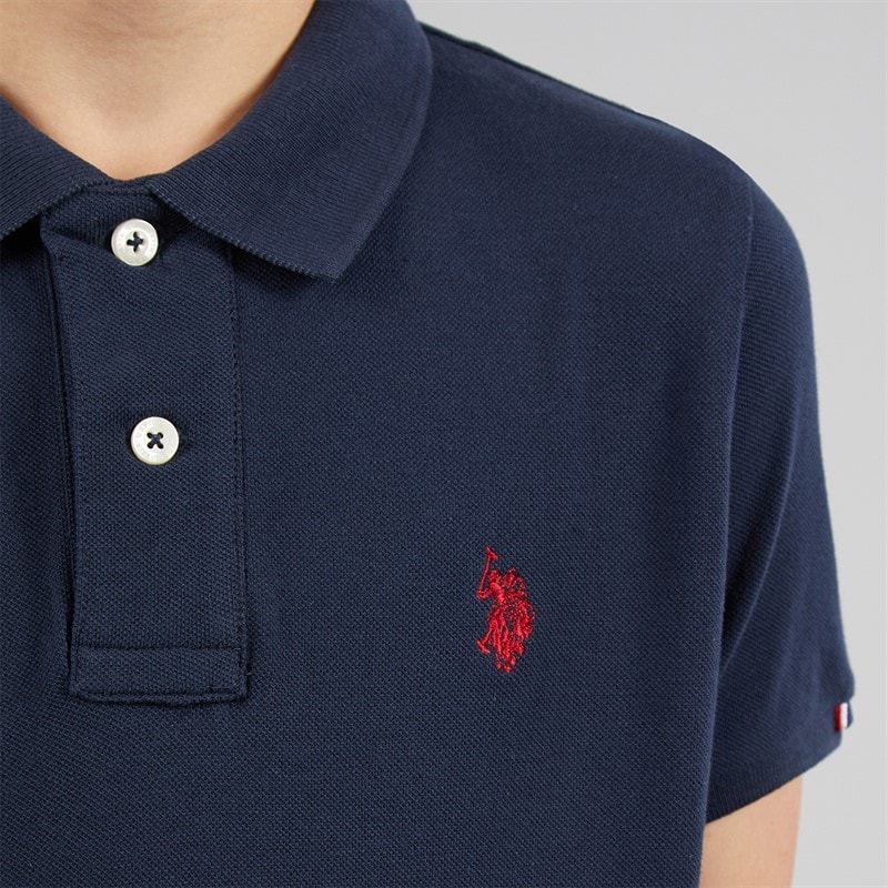 U.S. POLO ASSN. Boys DHM Pique Polo Shirt Dark Sapphire Navy/Haute Red Dhm - Image 3