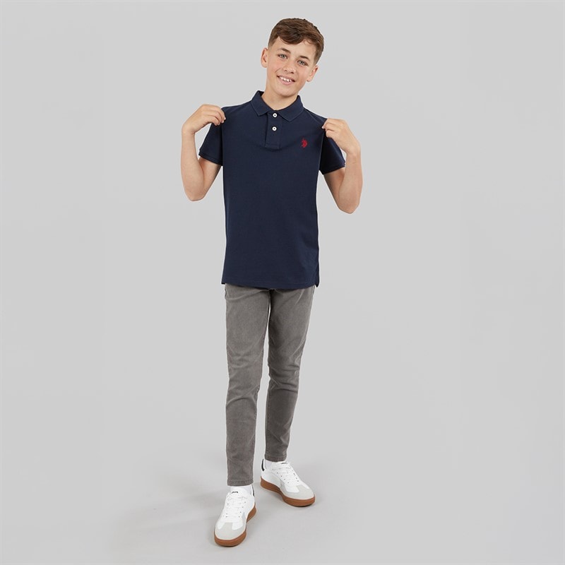 U.S. POLO ASSN. Boys DHM Pique Polo Shirt Dark Sapphire Navy/Haute Red Dhm - Image 4