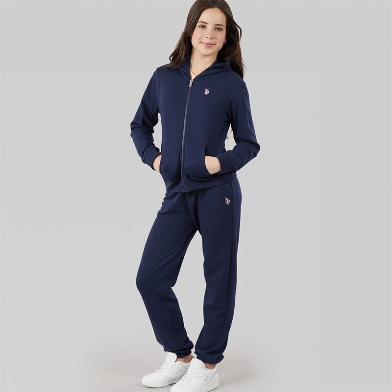 U.S. POLO ASSN. Girls Zip Hoodie And Relaxed Joggers Set Navy Iris