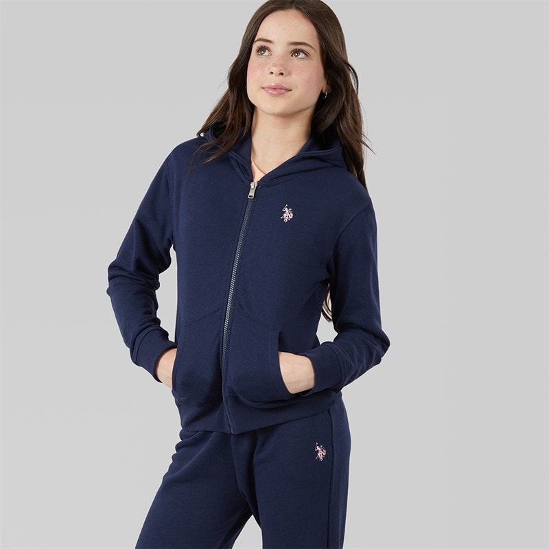 U.S. POLO ASSN. Girls Zip Hoodie And Relaxed Joggers Set Navy Iris - Image 3
