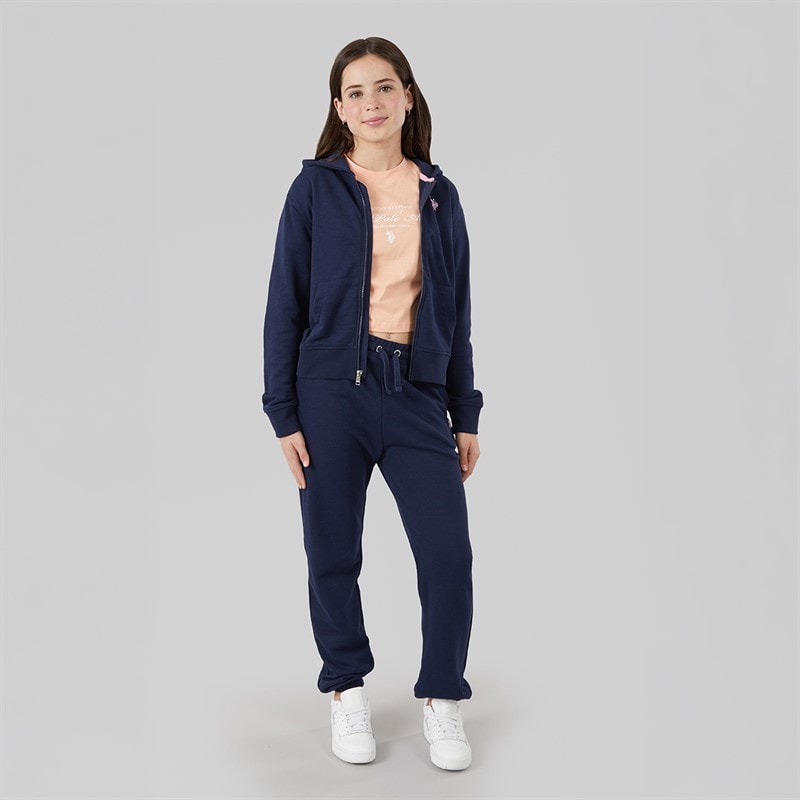 U.S. POLO ASSN. Girls Zip Hoodie And Relaxed Joggers Set Navy Iris - Image 4