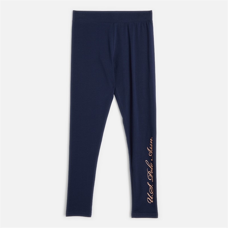 U.S. POLO ASSN. Girls Script Boxy Fit T-Shirt And Leggings Set Peach Nectar - Image 3