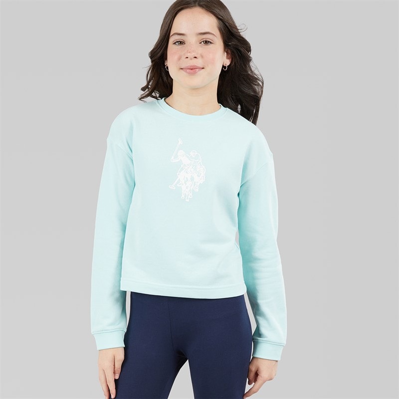 U.S. POLO ASSN. Girls Boxy Sweatshirt And Leggings Set Blue Light - Image 3