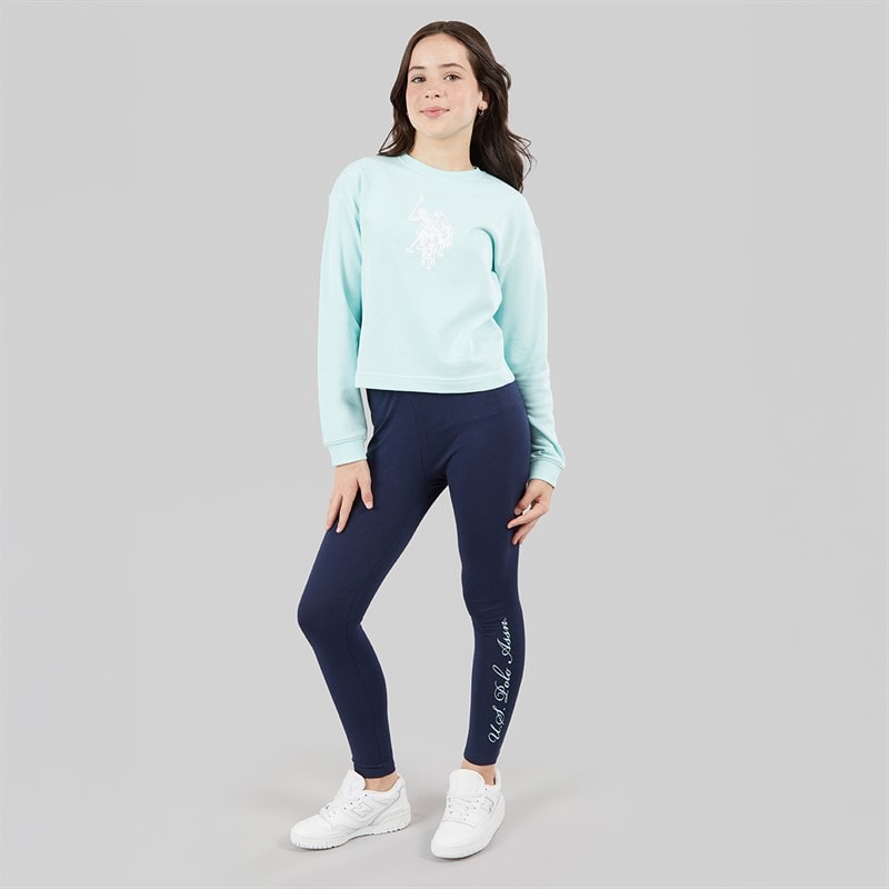 U.S. POLO ASSN. Girls Boxy Sweatshirt And Leggings Set Blue Light - Image 4