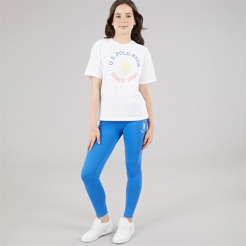 U.S. POLO ASSN. Girls Graphic Oversized T-Shirt And Leggings Set Strong Blue