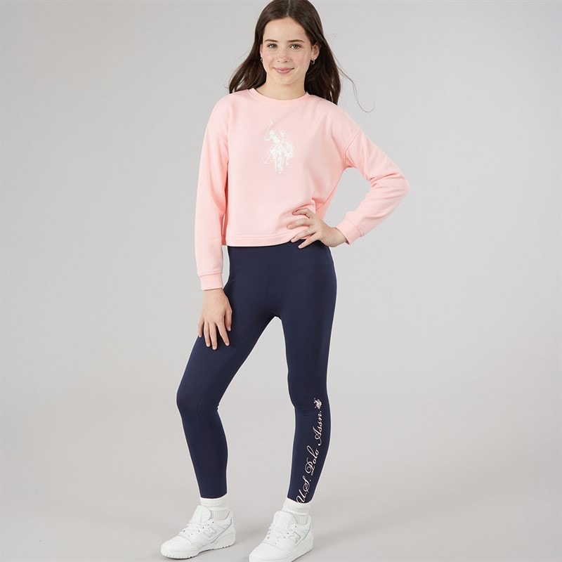 U.S. POLO ASSN. Girls Boxy Sweatshirt And Leggings Set Crystal Rose
