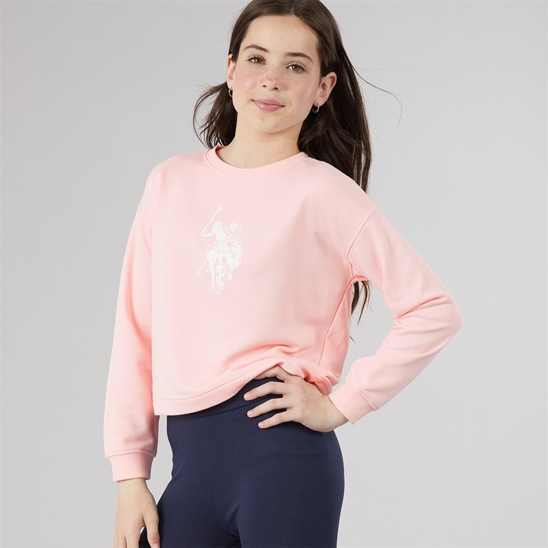 U.S. POLO ASSN. Girls Boxy Sweatshirt And Leggings Set Crystal Rose - Image 3