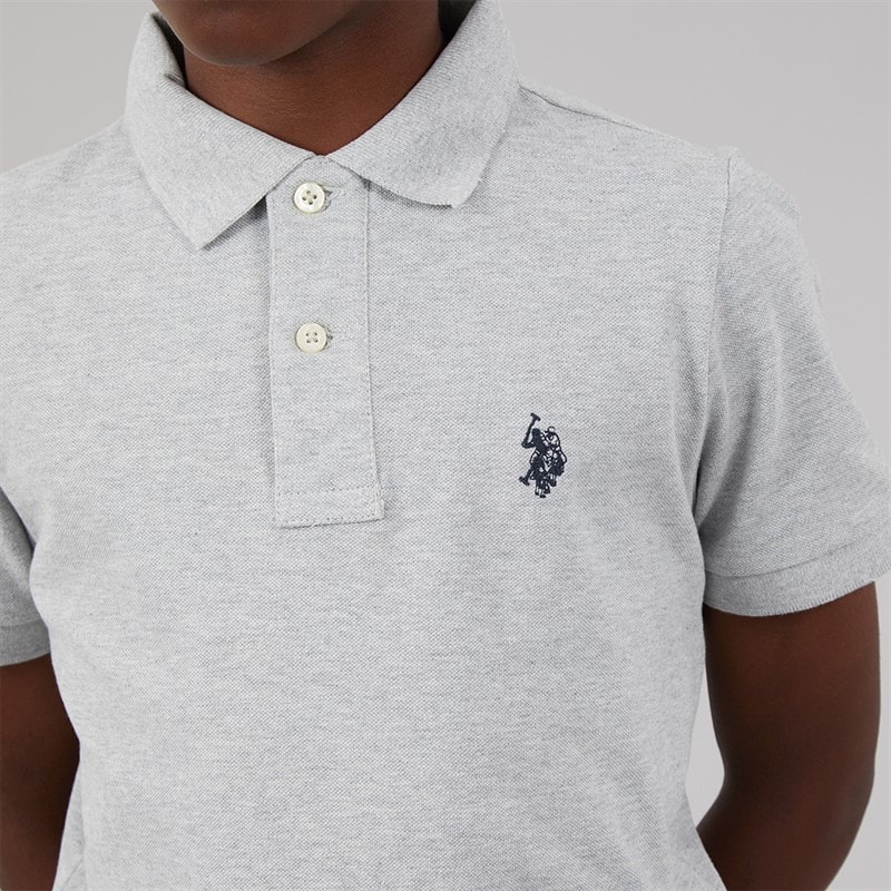 U.S. POLO ASSN. Boys Pique Polo Shirt Mid Grey Marl - Image 3