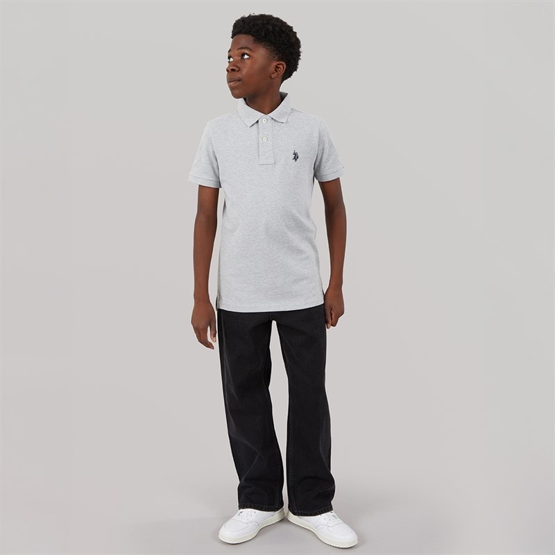 U.S. POLO ASSN. Boys Pique Polo Shirt Mid Grey Marl - Image 4