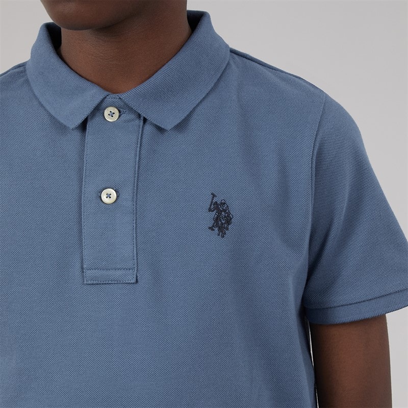 U.S. POLO ASSN. Boys Pique Polo Shirt Blue Horizon - Image 3