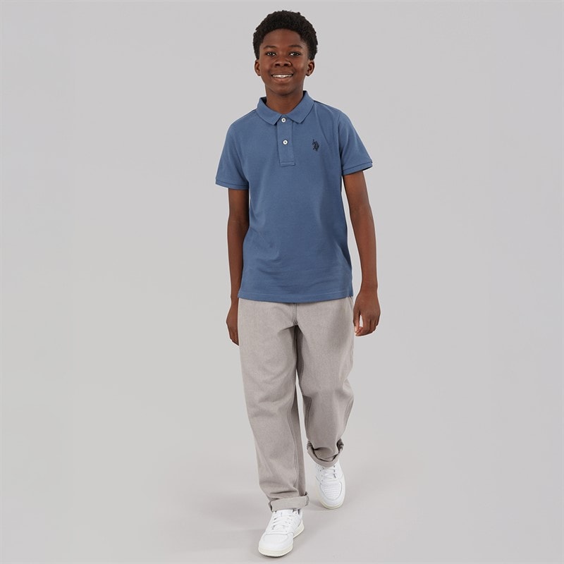 U.S. POLO ASSN. Boys Pique Polo Shirt Blue Horizon - Image 4