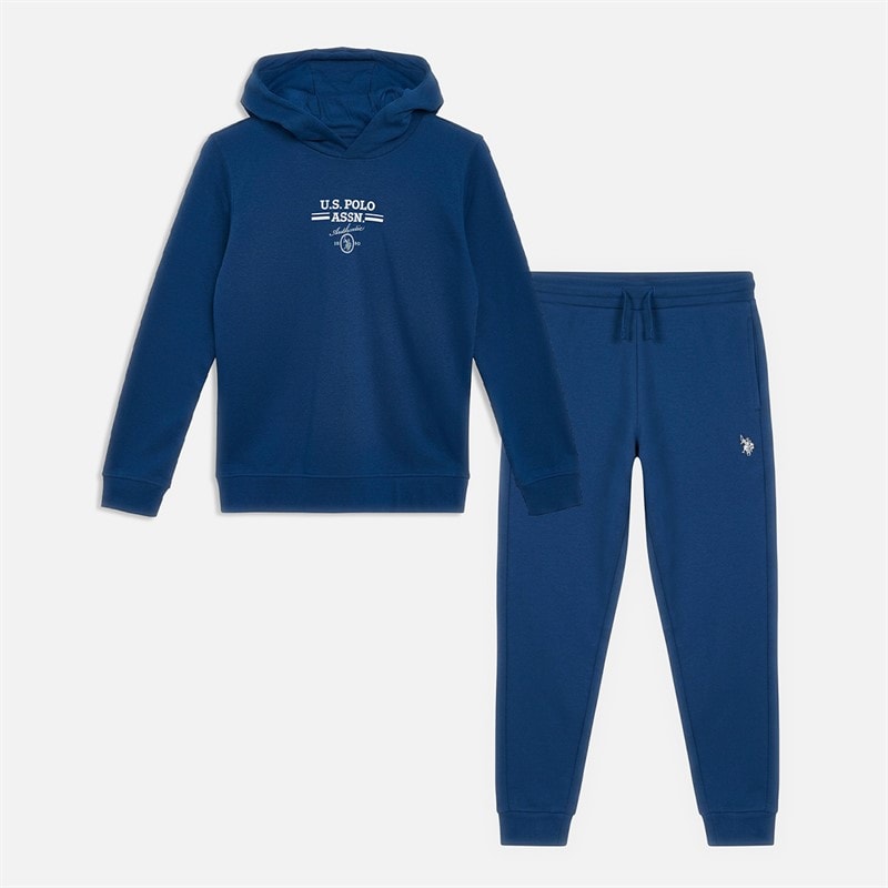 U.S. POLO ASSN. Boys Graphic Hoodie And Joggers Tracksuit Navy Peony