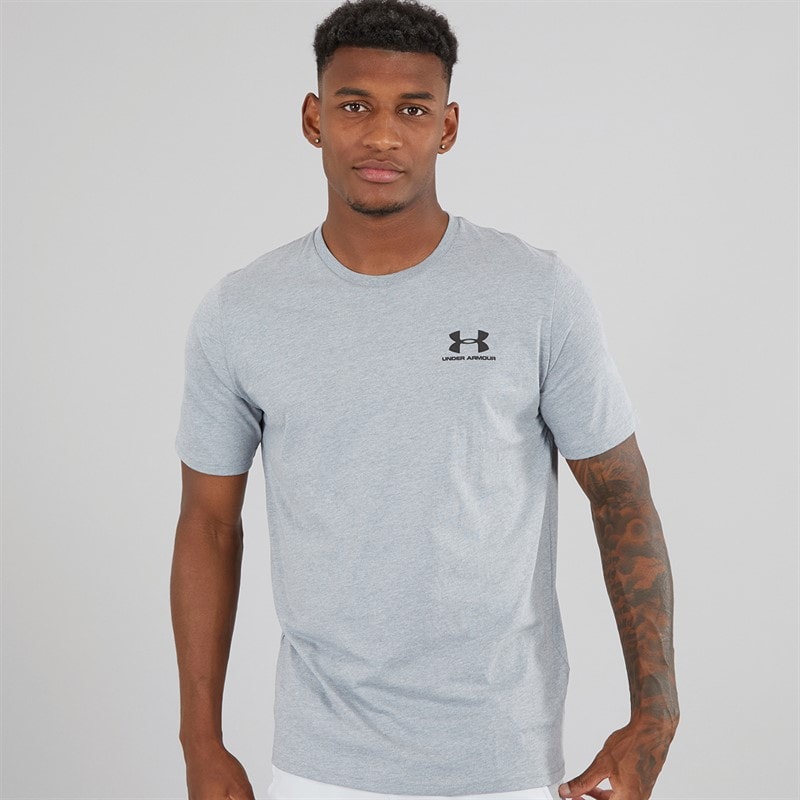 Under Armour Mens UA Sportstyle Left Chest Short Sleeve T-Shirt Steel Light Heather / Black