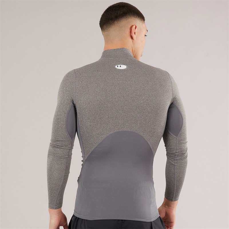 Under Armour Mens UA Cg Cold Gear Armour Compression Mock Charcoal Light Heather - Image 2