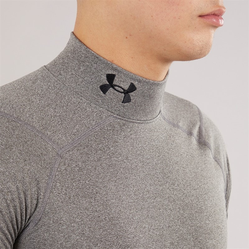 Under Armour Mens UA Cg Cold Gear Armour Compression Mock Charcoal Light Heather - Image 3